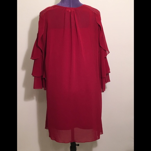 Aubrey Ann 2 pc Midi dress 3/4 ruffle sleeves - Picture 4 of 8